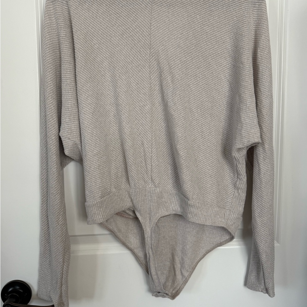 Express Light Beige Ribbed Knit Top - Picture 5 of 5